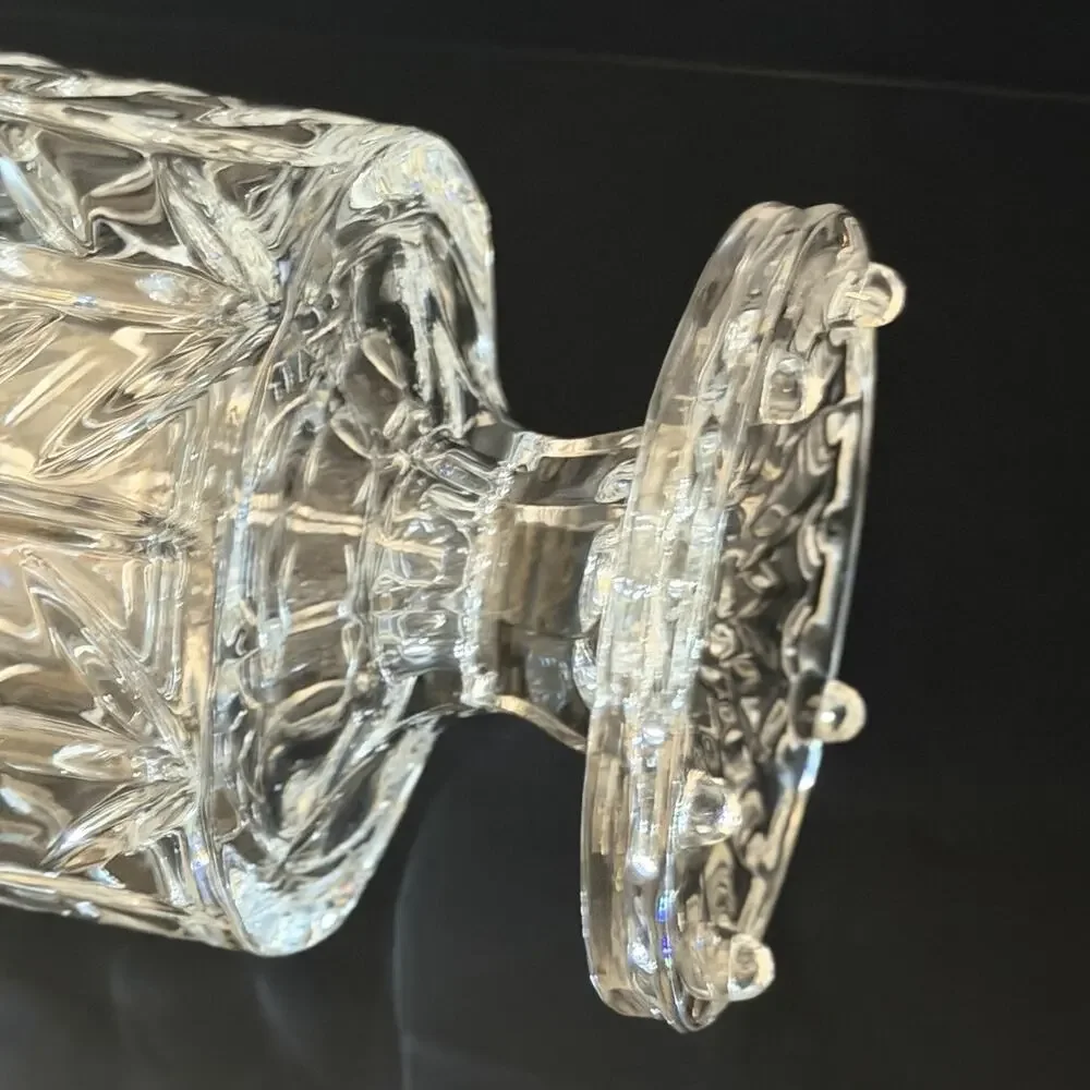 Pair Fifth Avenue Portico Crystal Hurricane Candle Holder Vases 7.5